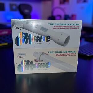 Mane The Power Bottom Base + 1.25” Curling Wand Styling Attachment Set White